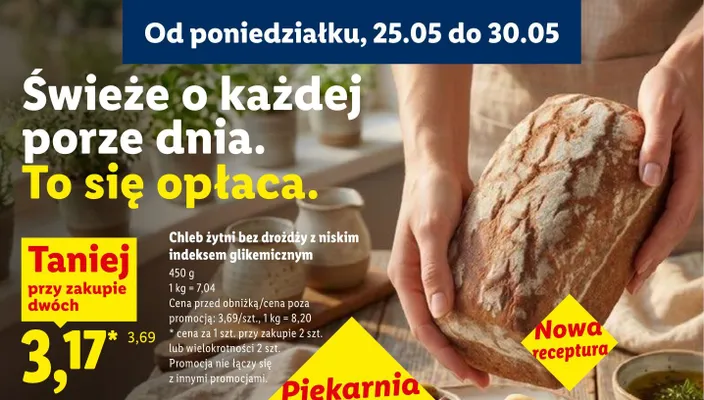 Chleb żytni bez drożdży z niskim indeksem glikemicznym promocja w Lidl