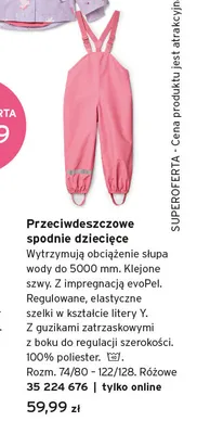 Przeciwdeszczowe spodnie dziecięce promocja w Tchibo