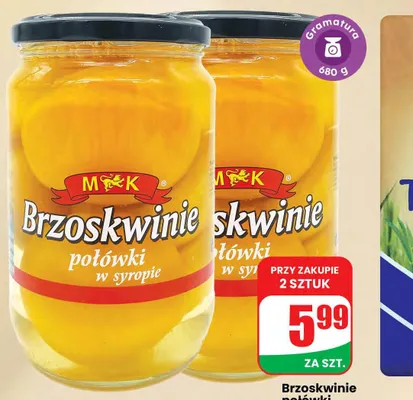 Brzoskwinie połówki w lekkim syropie promocja w Dino
