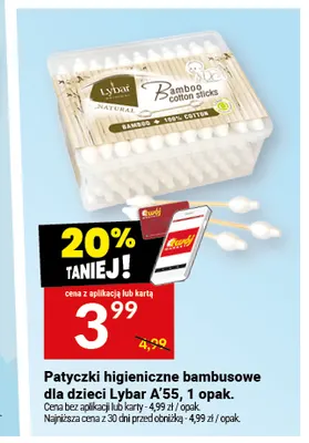 Patyczki higieniczne bambusowe dla dzieci Lybar promocja w Twój Market