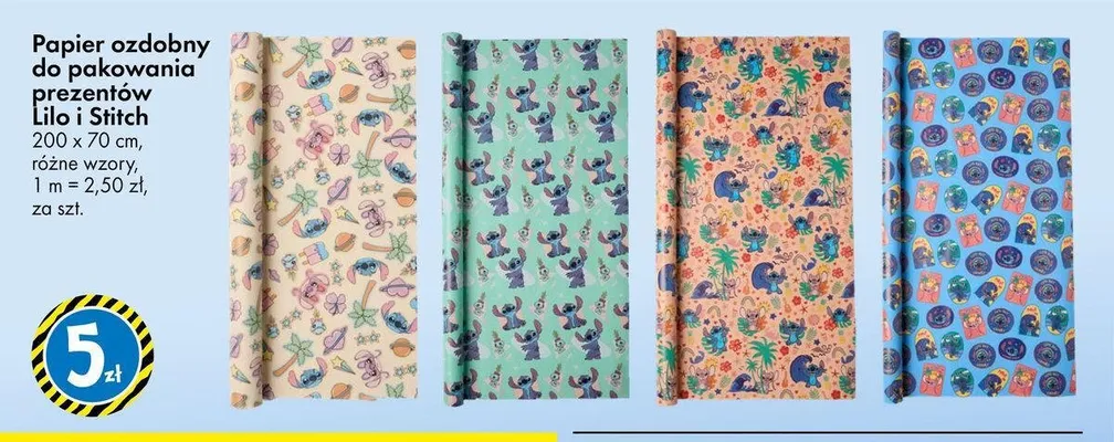 Papier ozdobny do pakowania prezentów Lilo i Stitch promocja w Tedi