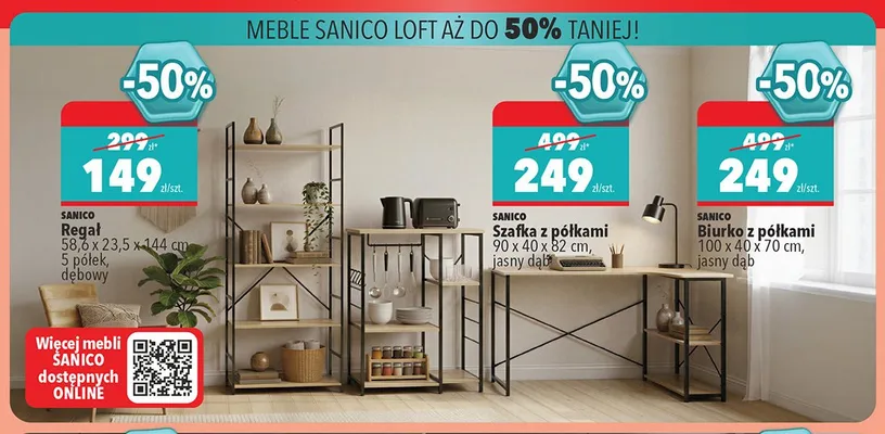 Biurko z półkami Sanico promocja w Biedronka