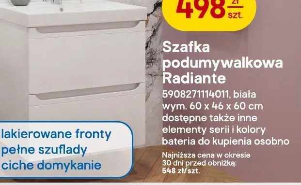 Szafka podumywalkowa Radiante promocja w Castorama