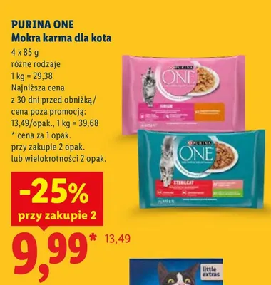 Mokra karma dla kota Purina One 4-pak promocja w Lidl