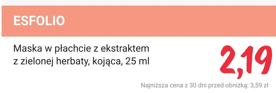 Maska w płachcie z ekstraktem z zielonej herbaty, kojąca promocja w Rossmann