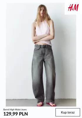 Jeansy damskie Barrel High Waist H & M promocja w H&M