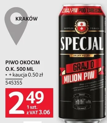 Piwo Specjal Jasne Pełne 500 ml promocja w Selgros
