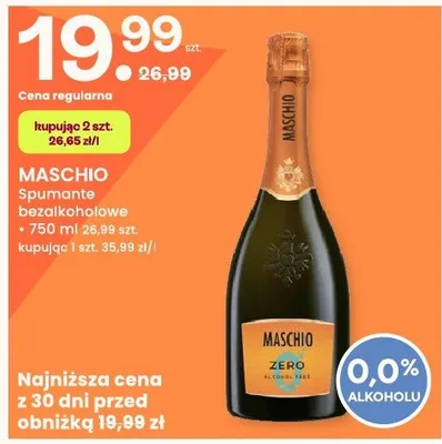 Spumante bezalkoholowe Maschio promocja w Frisco