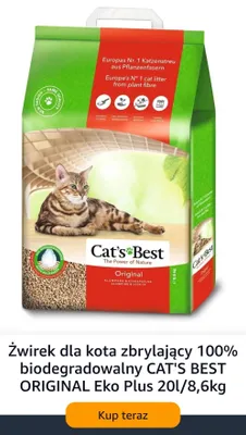 Żwirek dla kota zbrylający CAT'S BEST ORIGINAL Eko Plus promocja w Amazon
