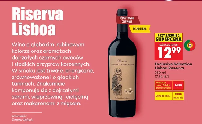 Wino Riserva Lisboa Reserva promocja w Biedronka