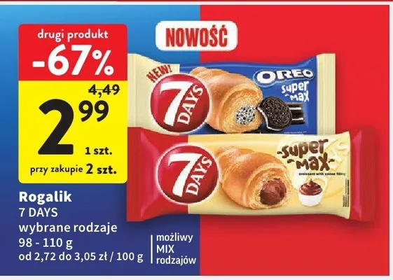 Rogalik 7 Days wybrane rodzaje promocja w Intermarche
