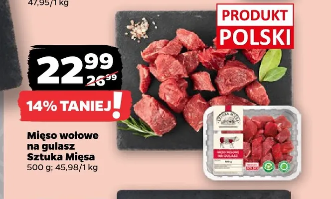 Mięso wołowe na gulasz Sztuka Mięsa promocja w Netto