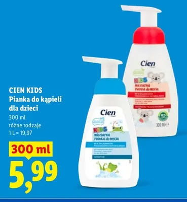 Pianka do kąpieli dla dzieci o zapachu truskawkowym Cien Kids promocja w Lidl