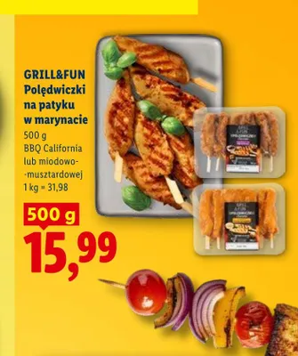 Polędwiczki na patyku w marynacie GRILL&FUN promocja w Lidl