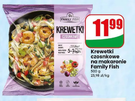 Krewetki czosnkowe na makaronie Family Fish promocja w Dino