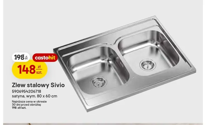 Zlew stalowy Sivio promocja w Castorama