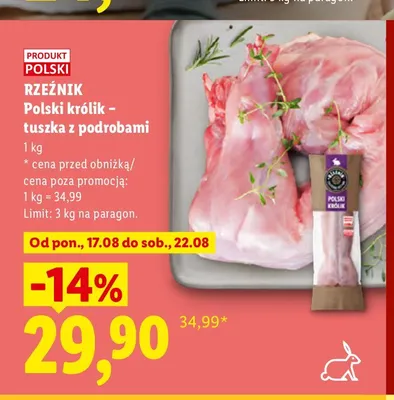 Królik polski tuszka z podrobami Rzeźnik promocja w Lidl