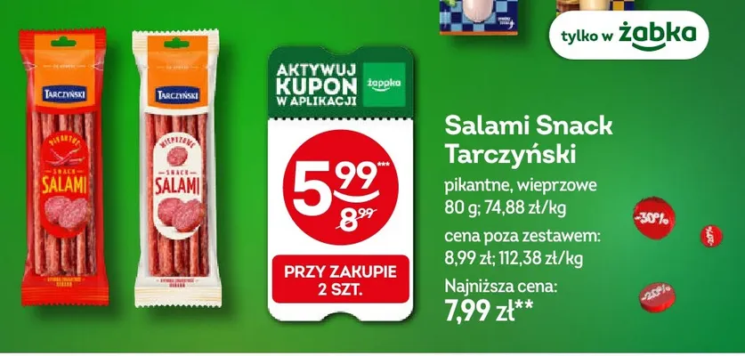 Salami Snack pikantne Tarczyński promocja w Żabka