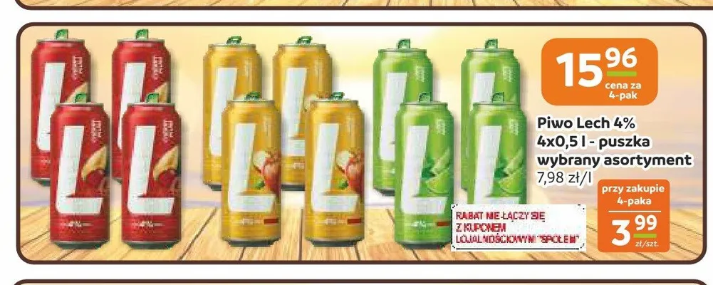 Piwo Lech Premium 4-pak promocja w Społem Częstochowa