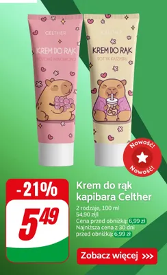Krem do rąk kapibara Celther dotyk kaszmiru promocja w Dino