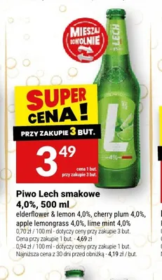 Piwo Lech smakowe elderflower & lemon 4,0% promocja w Twój Market