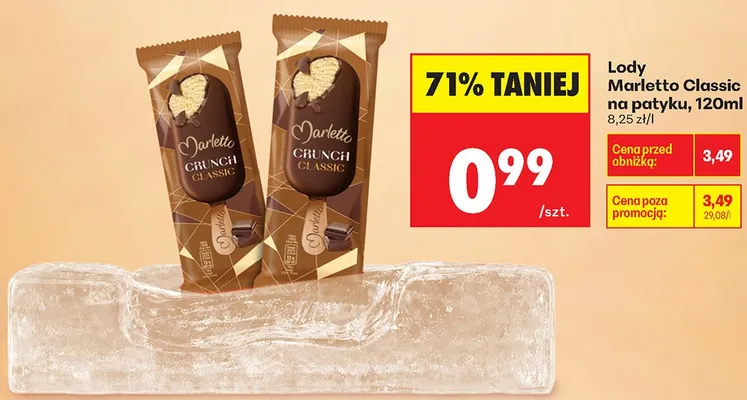 Lody Marletto Classic na patyku promocja w Biedronka