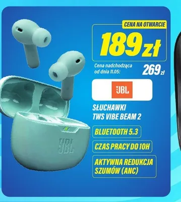 Słuchawki TWS JBL Vibe Beam 2 Bluetooth 5.3 promocja w RTV EURO AGD