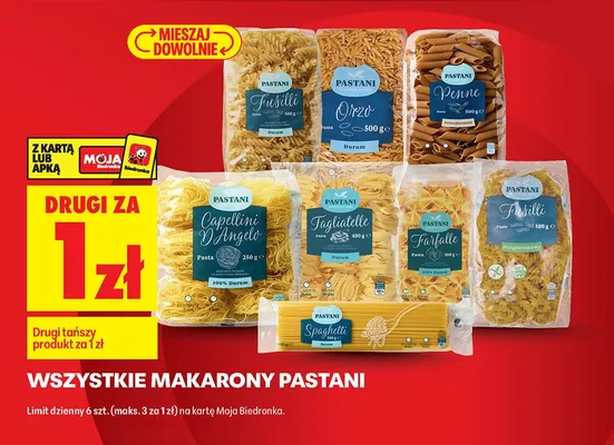 Makaron wszystkie rodzaje - drugi produkt za: promocja w Biedronka