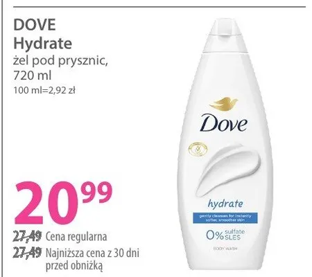 Żel pod prysznic DOVE Hydrate żel pod prysznic promocja w Hebe