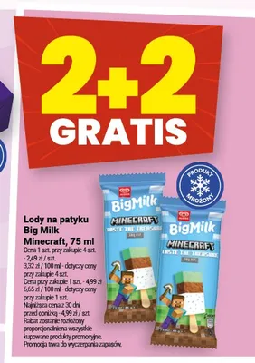 Lody na patyku Big Milk Minecraft promocja w Twój Market
