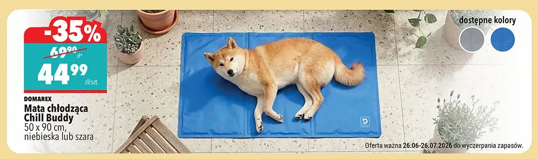 Mata chłodząca Chill Buddy Domarex 50x90 cm niebieska promocja w Biedronka