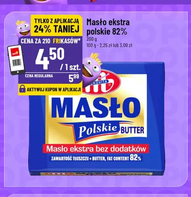 Masło ekstra polskie Mlekovita 82% promocja w POLOmarket