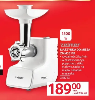 Maszynka do mięsa zelmer ZMM3511B 1500W promocja w Selgros