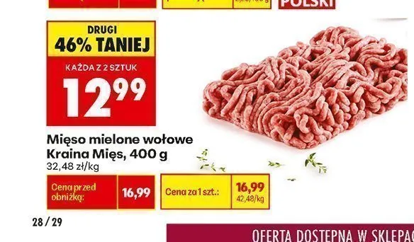 Mięso mielone wołowe Kraina Mięs promocja w Biedronka