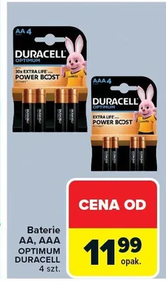 Baterie AA, AAA optymalna moc, 4 szt. Duracell promocja w Carrefour