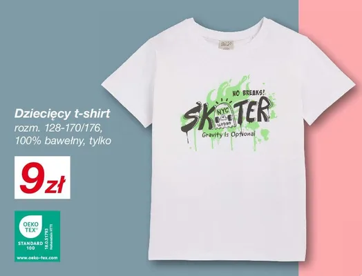 Dziecięcy t-shirt rozm. 128-170/176 100% bawełny promocja w KiK