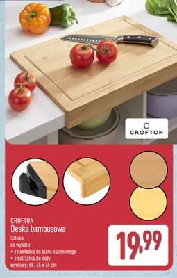 Deska bambusowa z nakładką do blatu kuchennego Crofton promocja w Aldi
