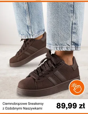 Ciemnobrązowe sneakersy z ozdobnymi naszywkami promocja w Born2be