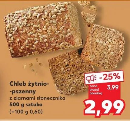 Chleb żytnio-pszenny z ziarnami słonecznika promocja w Kaufland