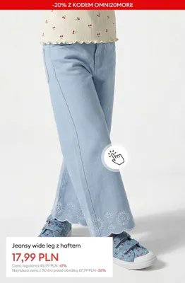 Jeansy dziecięce wide leg z haftem promocja w Sinsay
