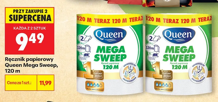 Ręcznik papierowy Queen Mega Sweep promocja w Biedronka