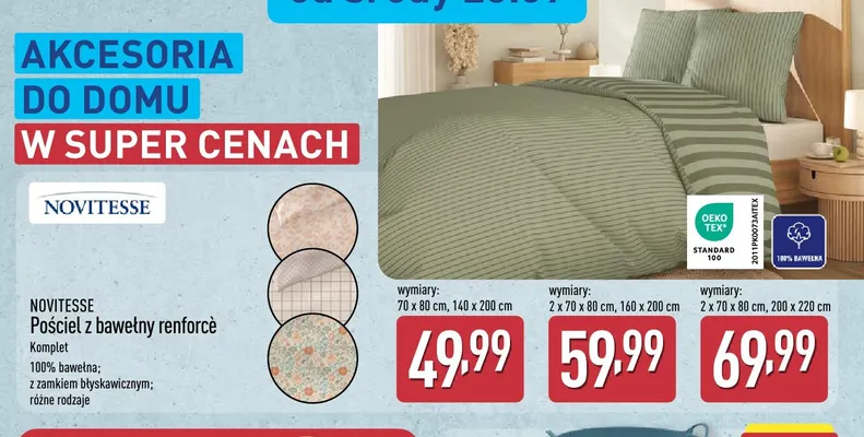 Pościel z bawełny renforcè 140x200 cm Novitesse promocja w Aldi