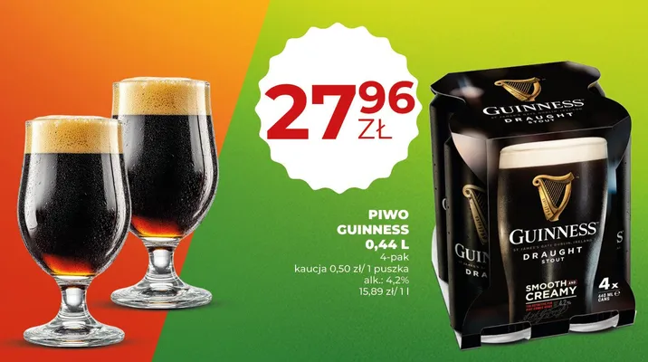 Piwo Guinness Draught 4-pak promocja w Duży Ben