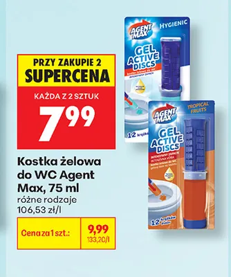 Kostka żelowa do WC Agent Max promocja w Biedronka