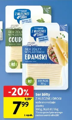 Ser żółty w plastrach Gouda Z Mlecznej Drogi promocja w Intermarche