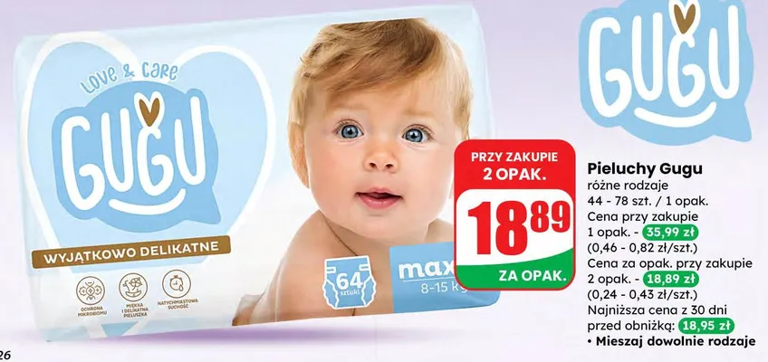 Pieluchy, różne rodzaje promocja w Dino