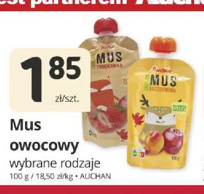 Mus owocowy brzoskwinia Auchan promocja w Marketvita