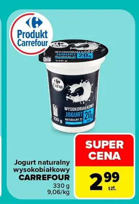 Jogurt naturalny wysokobiałkowy Carrefour Extra 2% promocja w Carrefour Market