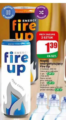 Napój energetyzujący Fire Up Zero Cukru promocja w Dino