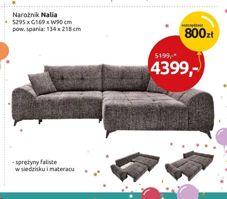 Narożnik Nalia promocja w Black Red White